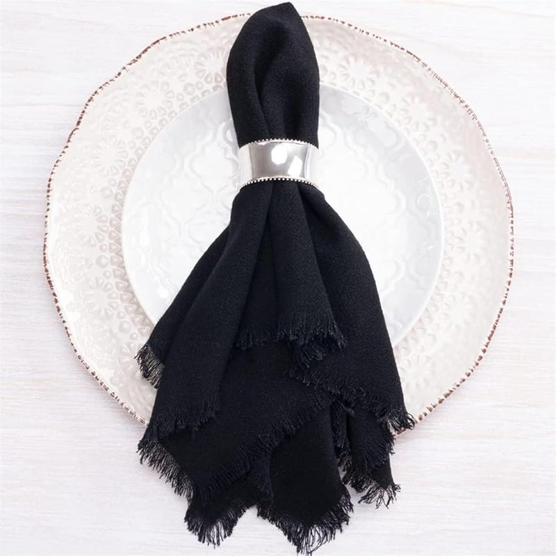 مجموعة مناديل العشاء القطنية البرتقالية من 6 قطع مع شراشف هامشية قابلة لإعادة الاستخدام لحفلات الزفاف والولائم - Image 5